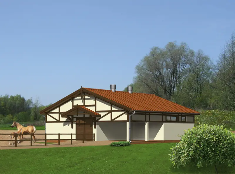 Projekt domu Stajnia dla 4 koni S02a — wizualizacja