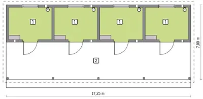 Stajnia dla 4 koni SC02  — rzuty kondygnacji 1