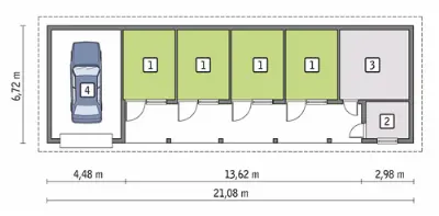 Stajnia dla 4 koni SC14 — rzuty kondygnacji 1 (odbicie lustrzane)