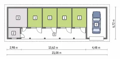Stajnia dla 4 koni SC14 — rzuty kondygnacji 1