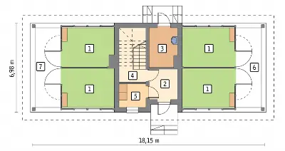 Stajnia dla 4 koni, z częścią mieszkalną S09 — rzuty kondygnacji 1 (odbicie lustrzane)