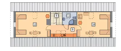 Stajnia dla 4 koni, z częścią mieszkalną S09 — rzuty kondygnacji 2 (odbicie lustrzane)