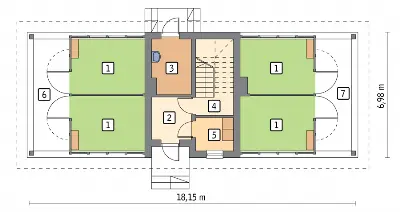 Stajnia dla 4 koni, z częścią mieszkalną S09 — rzuty kondygnacji 1