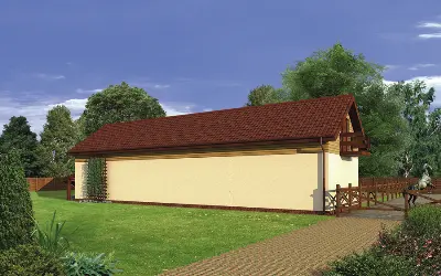 Stajnia dla 4 koni z poddaszem gospodarczym SC14a — wizualizacje 4 (odbicie lustrzane)