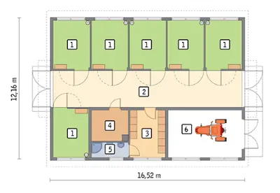 Stajnia dla 6 koni S04 — rzuty kondygnacji 1 (odbicie lustrzane)