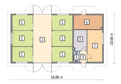 Stajnia dla 6 koni S17 — rzuty kondygnacji 1