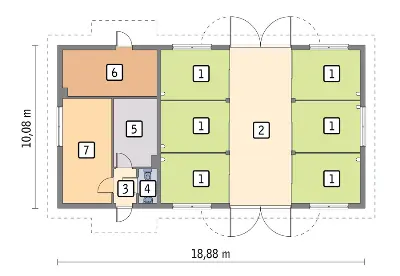 Stajnia dla 6 koni S17 — rzuty kondygnacji 1 (odbicie lustrzane)