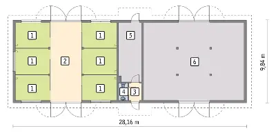 Stajnia dla 6 koni S17a — rzuty kondygnacji 1