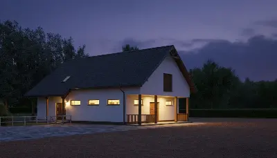 Stajnia dla 6 koni z częścią mieszkalną i składową SC04 — wizualizacje 4 (odbicie lustrzane)