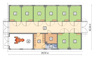 Stajnia dla 8 koni S05 — rzuty kondygnacji 1