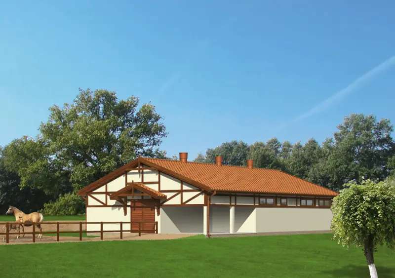 Projekt domu Stajnia dla 8 koni S05a — wizualizacja