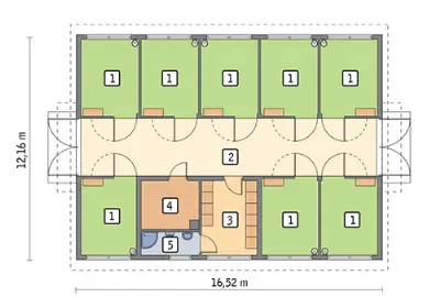 Stajnia dla 8 koni S06 — rzuty kondygnacji 1 (odbicie lustrzane)