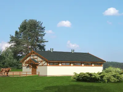 Stajnia dla 8 koni S06 — wizualizacje 2 (odbicie lustrzane)