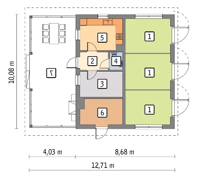 Stajnia dla trzech koni S18  — rzuty kondygnacji 1 (odbicie lustrzane)