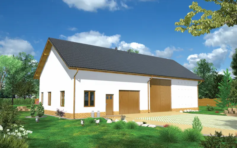 Projekt domu Stodoła z garażem i pomieszczeniami gospodarczymi IGC21 — wizualizacja