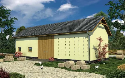 Stodoła z garażem IGC19 — wizualizacje 2 (odbicie lustrzane)