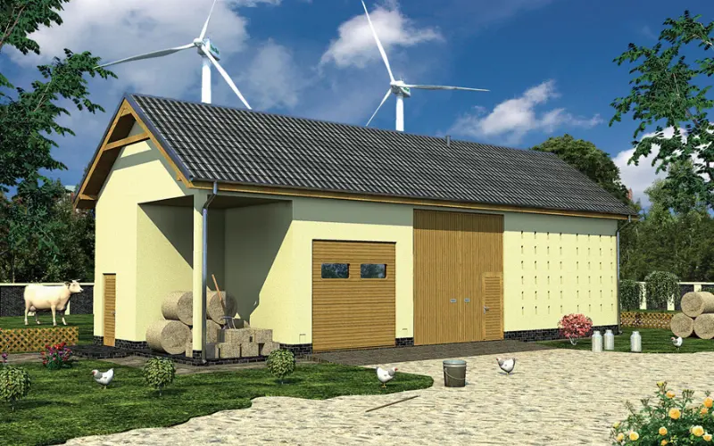 Projekt domu Stodoła z garażem IGC19 — wizualizacja