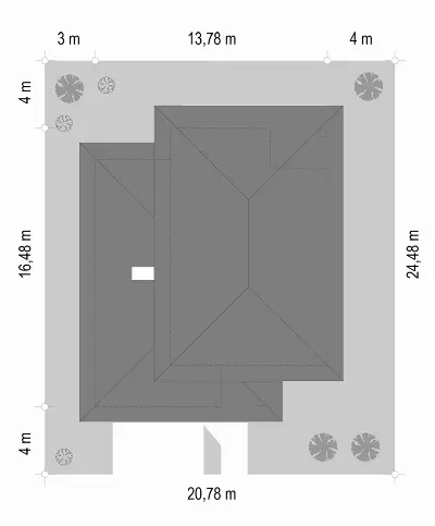 Szmaragd 5 wariant C — plan sytuacyjny 1 (odbicie lustrzane)