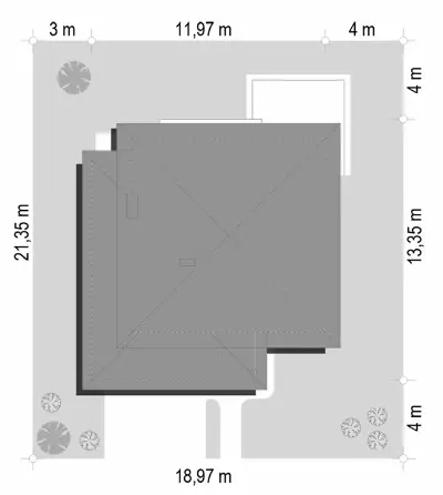Szmaragd 6 wariant B — plan sytuacyjny 1 (odbicie lustrzane)