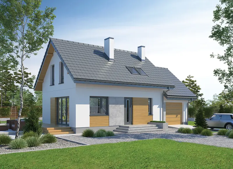Projekt domu Trafna decyzja - wariant III (etap I) — wizualizacja