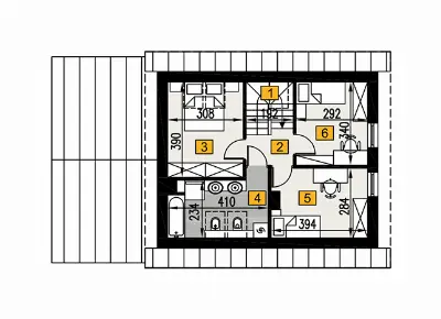 Trafna decyzja - wariant V (etap II) — rzuty kondygnacji 2 (odbicie lustrzane)