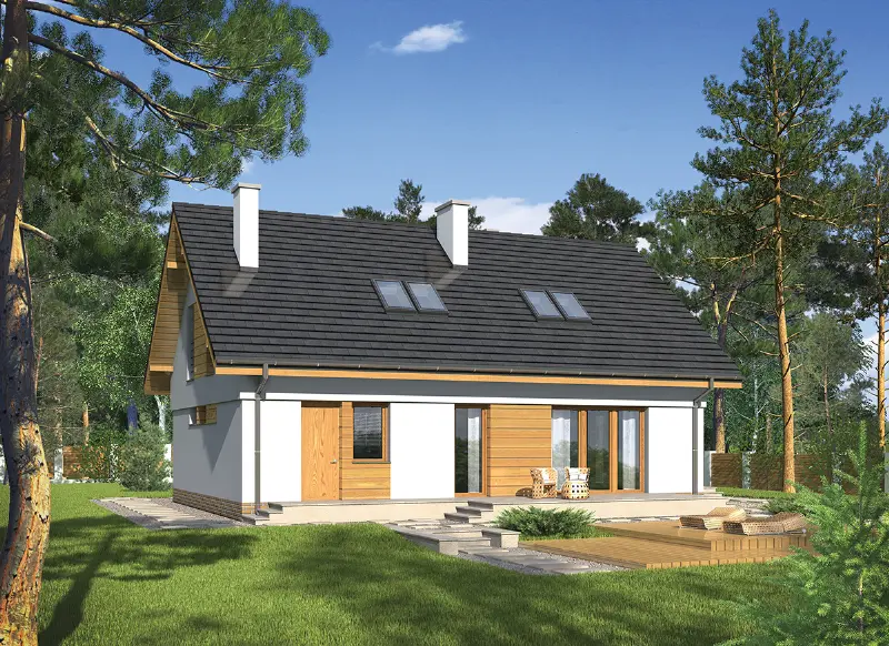 Projekt domu Ukryty w ciszy — wizualizacja