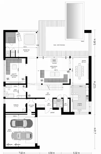 Villa Nova — rzuty kondygnacji 1 (odbicie lustrzane)