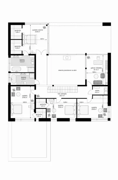 Villa Nova — rzuty kondygnacji 2 (odbicie lustrzane)
