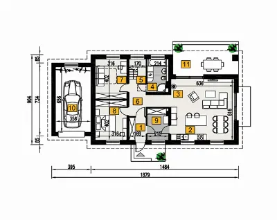 W cieniu drzew - wariant I (etap II) — rzuty kondygnacji 1 (odbicie lustrzane)