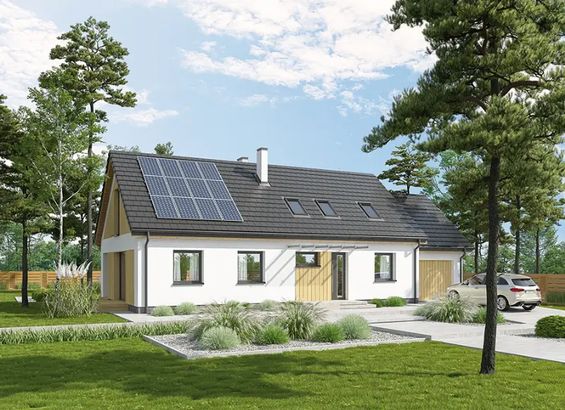 Projekt domu W cieniu drzew - wariant I (etap II) — wizualizacja