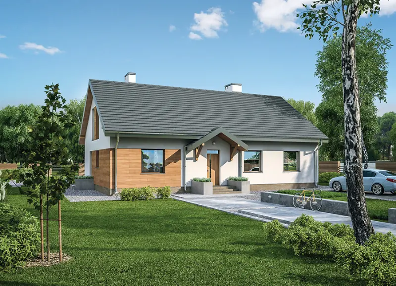 Projekt domu W zgodzie z naturą — wizualizacja