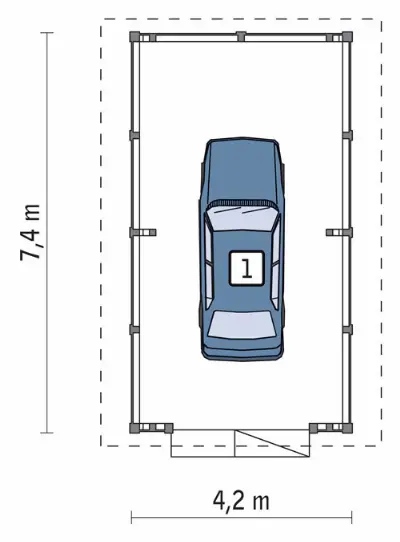 Wiata garażowa G44aS — rzuty kondygnacji 1 (odbicie lustrzane)