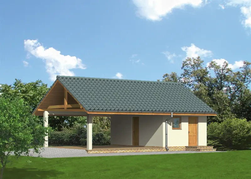 Projekt domu Wiata garażowa z pomieszczeniem gospodarczym G21a — wizualizacja