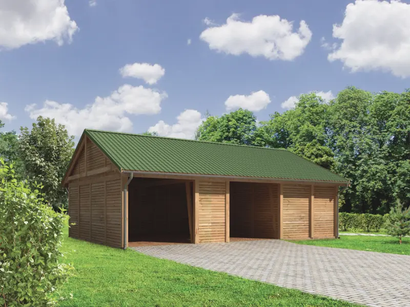 Projekt domu Wiata garażowa z pomieszczeniem gospodarczym G45aS — wizualizacja