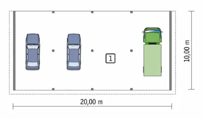 Wiata garażowo-magazynowa GMC40 — rzuty kondygnacji 1