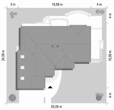 Willa Anna Maria wariant C — plan sytuacyjny 1 (odbicie lustrzane)