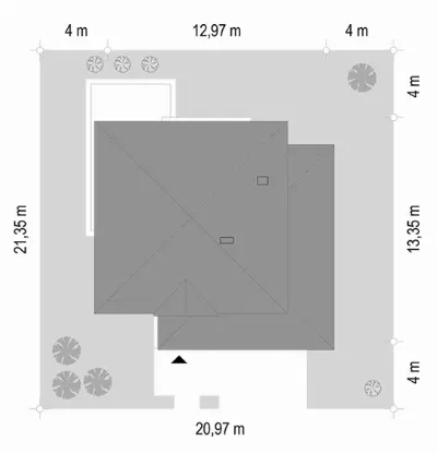Willa Diamentowa wariant B — plan sytuacyjny 1 (odbicie lustrzane)