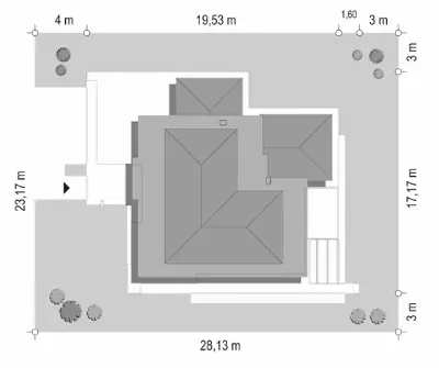 Willa Floryda 3 — plan sytuacyjny 1 (odbicie lustrzane)