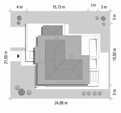 Willa Floryda 6 — plan sytuacyjny 1 (odbicie lustrzane)