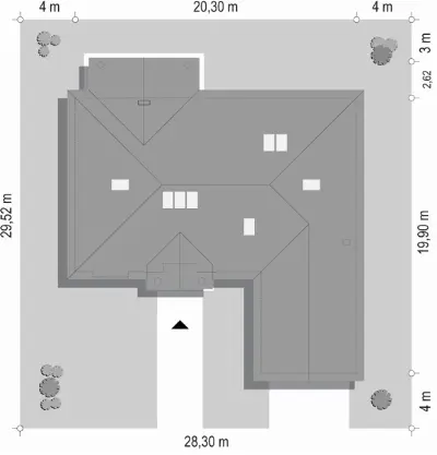 Willa Parkowa 2 — plan sytuacyjny 1 (odbicie lustrzane)