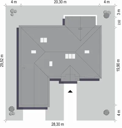 Willa Parkowa 3 — plan sytuacyjny 1 (odbicie lustrzane)