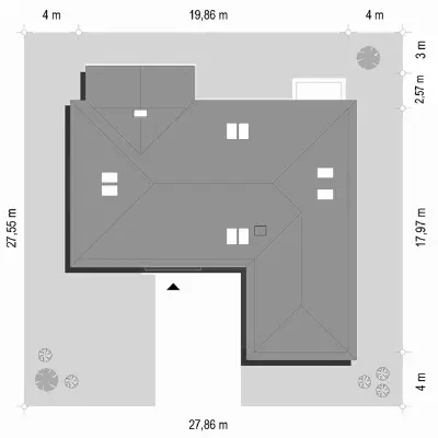 Willa Parkowa 4 wariant B — plan sytuacyjny 1 (odbicie lustrzane)