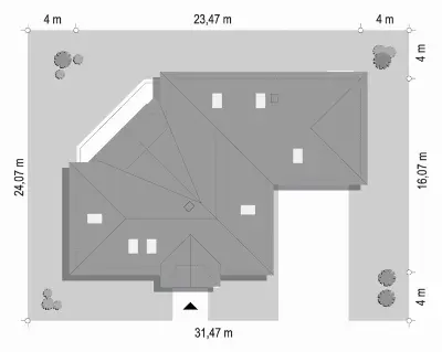 Willa Parkowa 6 D — plan sytuacyjny 1 (odbicie lustrzane)