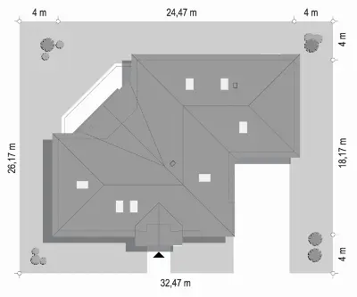 Willa Parkowa 6 modern A — plan sytuacyjny 1 (odbicie lustrzane)