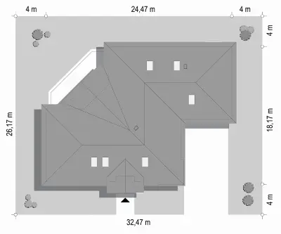 Willa Parkowa 6 modern B — plan sytuacyjny 1 (odbicie lustrzane)