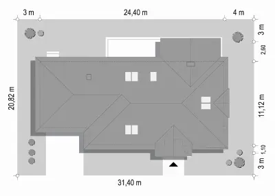 Willa Parkowa 8 A — plan sytuacyjny 1 (odbicie lustrzane)