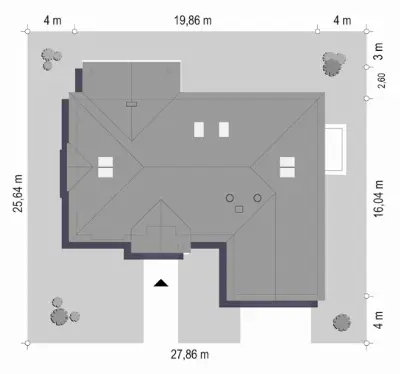 Willa Parkowa D — plan sytuacyjny 1 (odbicie lustrzane)
