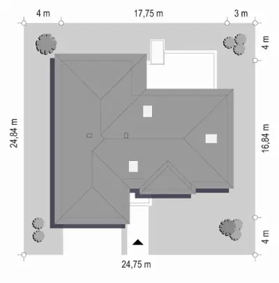 Willa Parterowa 2 — plan sytuacyjny 1 (odbicie lustrzane)