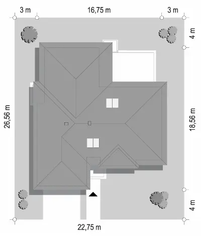 Willa Parterowa 3 wariant B — plan sytuacyjny 1 (odbicie lustrzane)