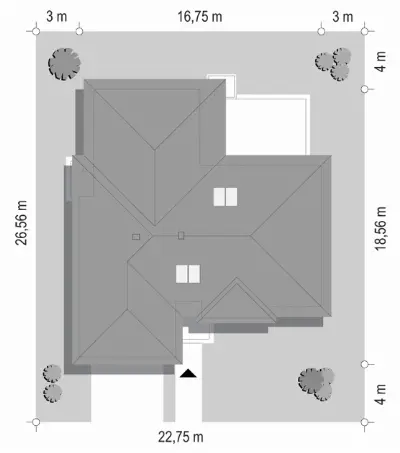 Willa Parterowa 3 — plan sytuacyjny 1 (odbicie lustrzane)